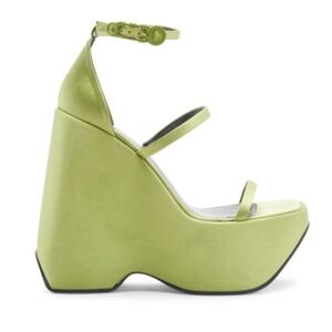 Versace Citron Wedges - 3 Strap Satin Platform Wedges